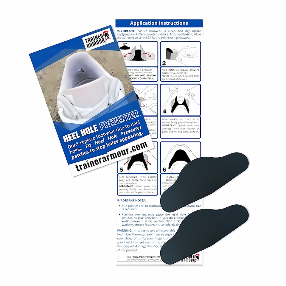image 1 of Trainer Armour Heel Hole Preventers - Shoe Lining Reinforcement - 1 Pair | Black | Black