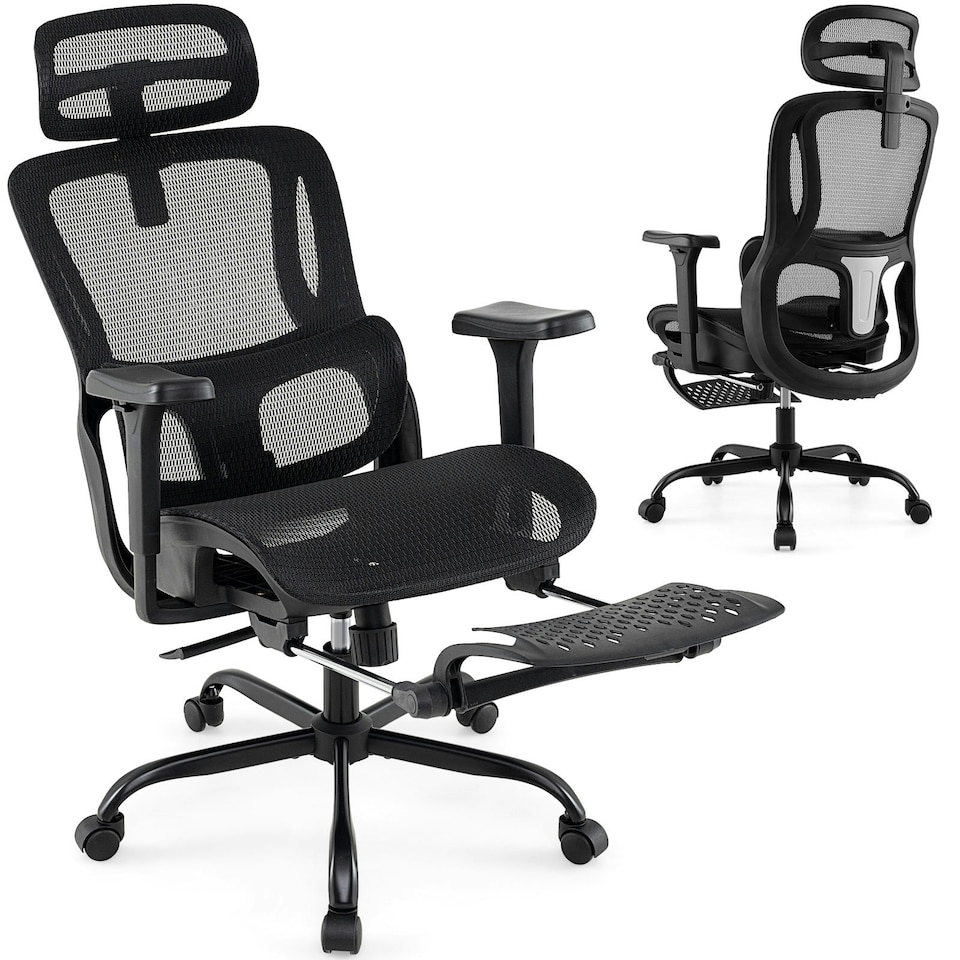 image 1 of COSTWAY Ergonomic Office Chair Swivel Computer Chair Black