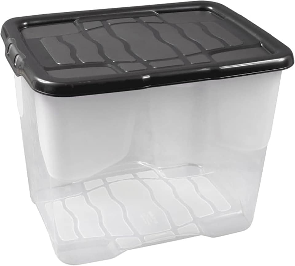 image 1 of 3 x 24 Litres Curve Plastic Stackable Storage Boxes & Lids