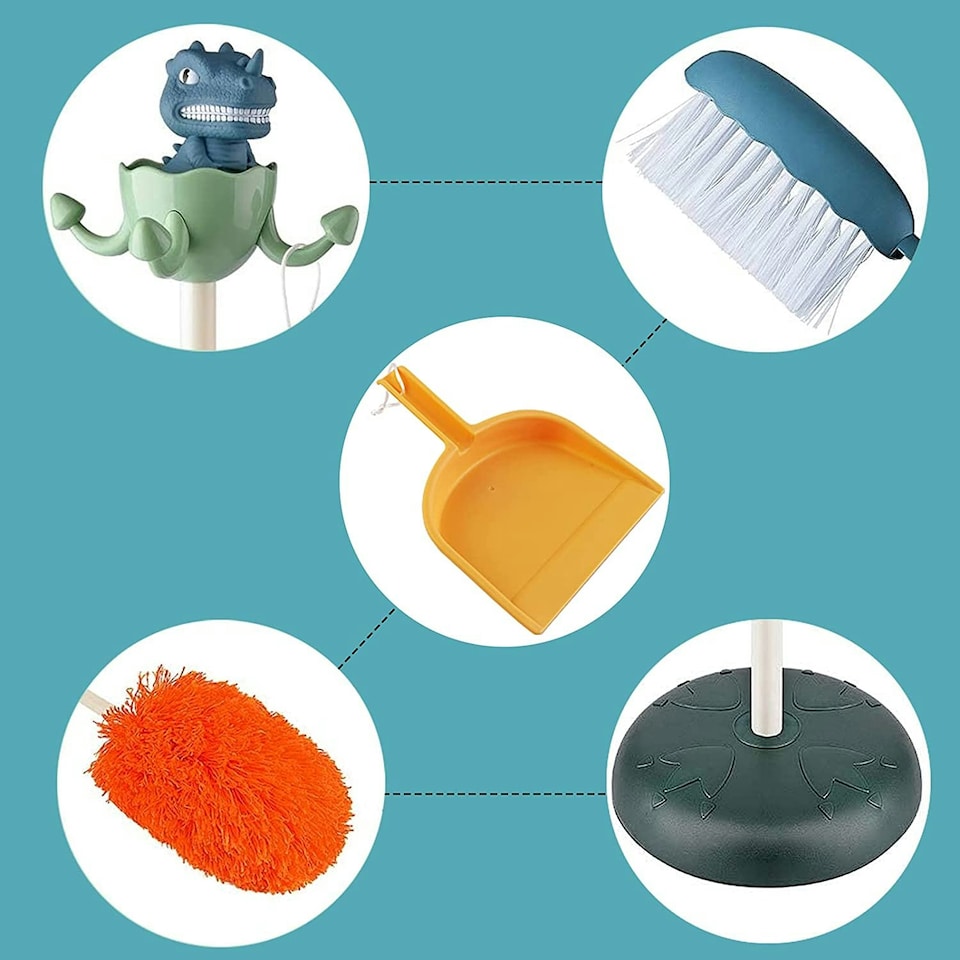 image 1 of Household Cleaning Pretend Play ToyHousehold Cleaning Pretend Play Set with Dinosaur Stand and Accessorieswith Dinosaur Stand and Accessories