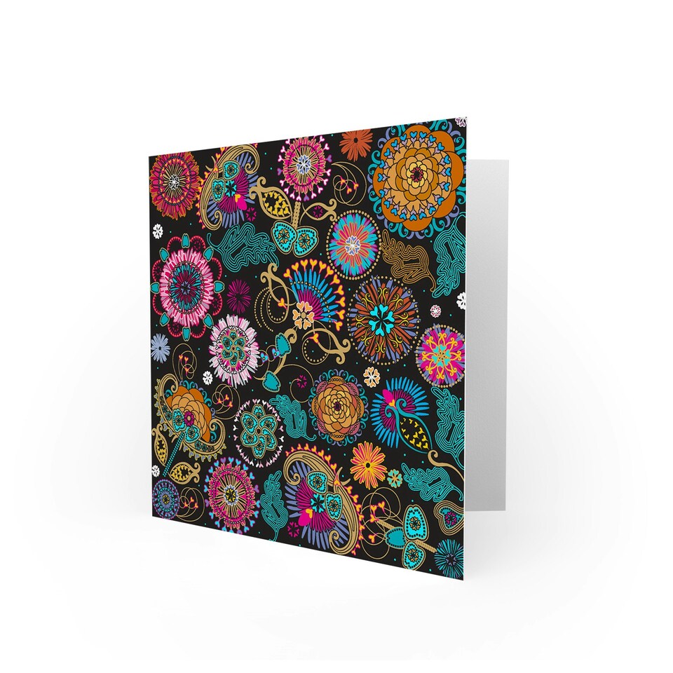 image 1 of Multi Coloured Floral Pattern Kaleidoscope Art Card