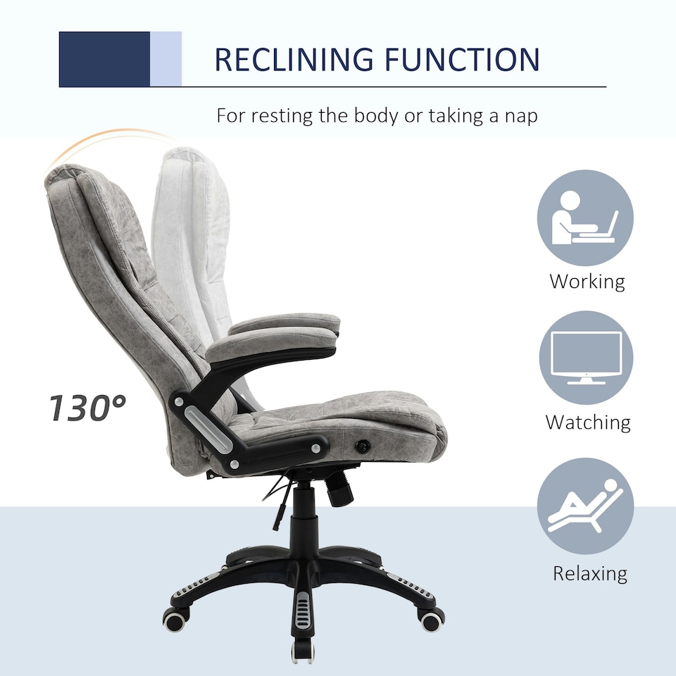 image 1 of Vinsetto High Back Home Office Chair Swivel Microfibre Fabric Desk Chair, Grey
