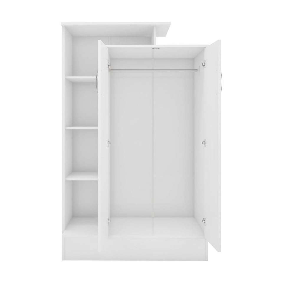 image 1 of Nevada Petite Open Shelf Wardrobe - L52 x W90 x H145 cm - White Gloss | White
