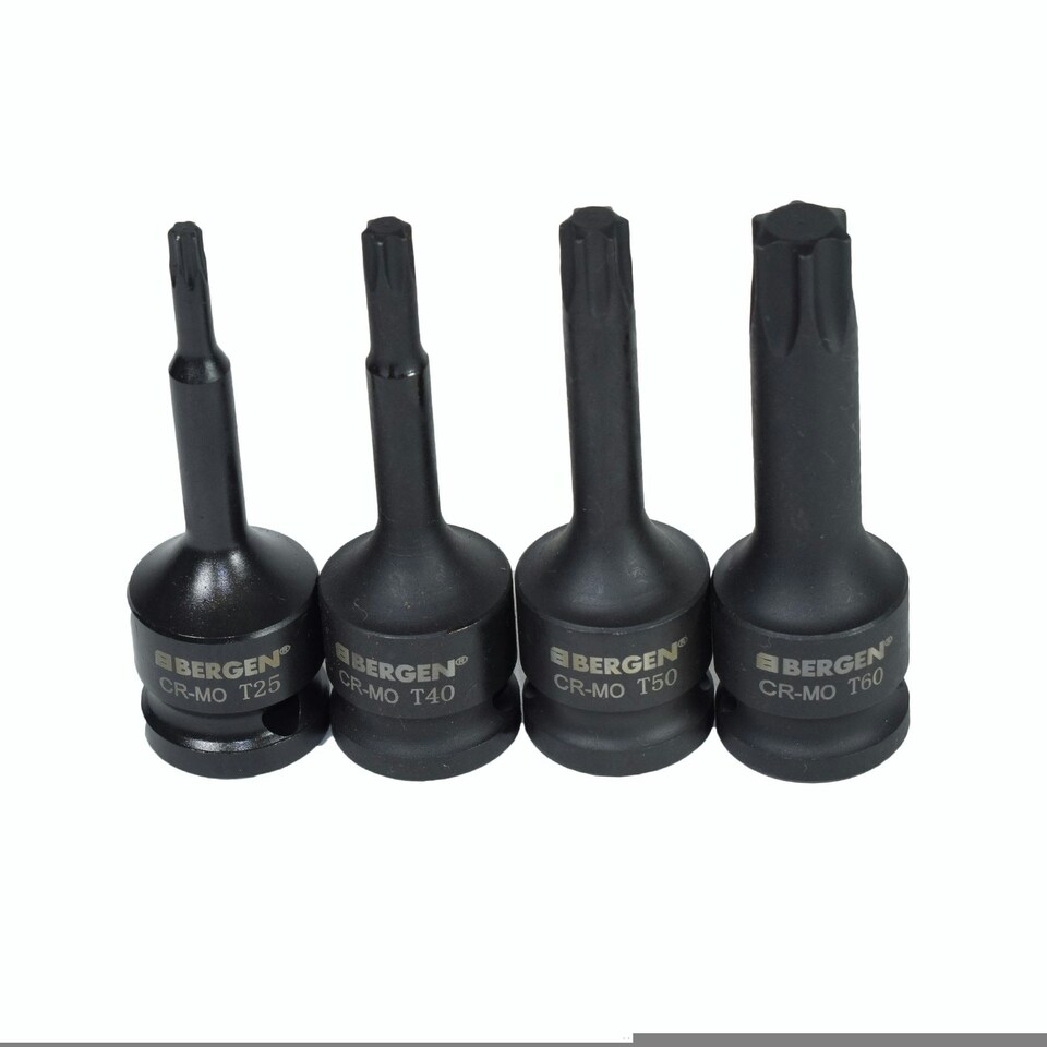 image 1 of Male Torx Star Impact Deep Sockets 9pc 1/2" Drive T20 - T70 By Bergen