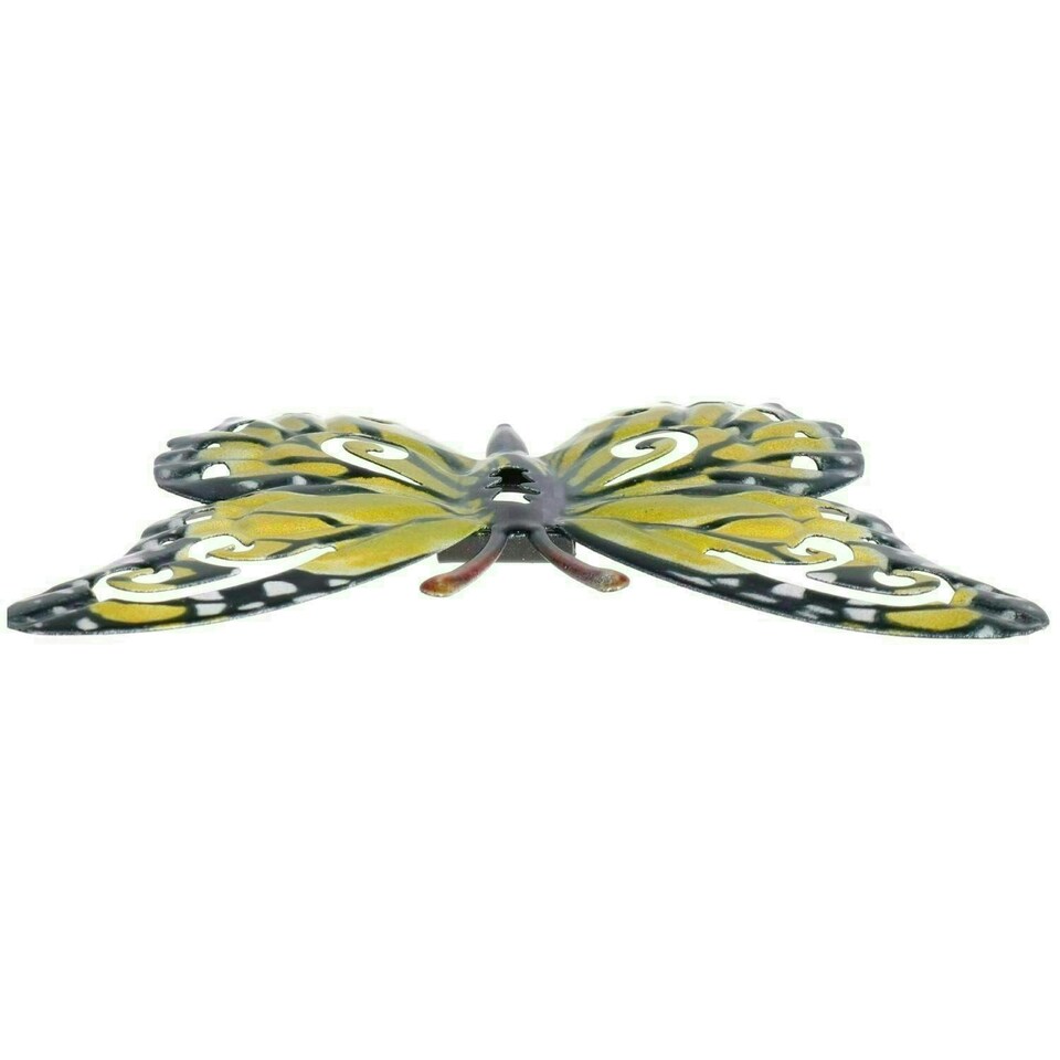 image 1 of Set of 8 Yellow Small Metal Butterflies Garden/Home Wall Art Ornament