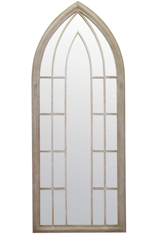 image 1 of The Somerley - Rustic Framed Arched Gothic Window Style Leaner Wall Mirror 59" X 24" (149CM X 61CM) Stone Colour | Multi
