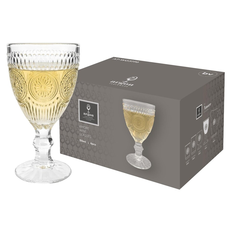 image 1 of Argon Tableware Amore Ribbed Wine Glasses - 310ml | Clear | Clear | 24