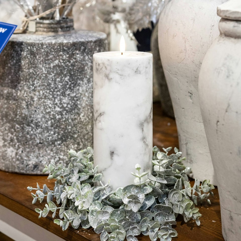 image 1 of Hill Interiors Luxe Collection Marble Natural Glow Electric Candle - White/Black - 15cm x 7cm x 7cm