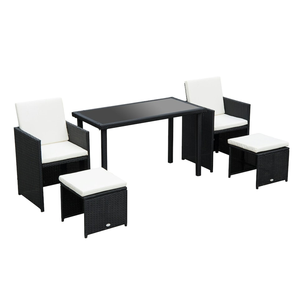 image 1 of Outsunny 5pc Outsunny Rattan Dining Set For Two | Outdoor Dining Set