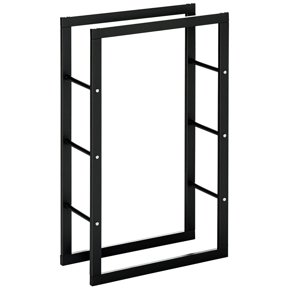 image 1 of HOMCOM 100cm Metal Firewood Log Holder Rack Elevated, Base Side Rails