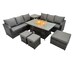 image 2 of Fimous Garden Outdoor Rattan Furniture Set Rattan 3 Seater Sofa with 3 Stools Side Table Dark Grey Mixed