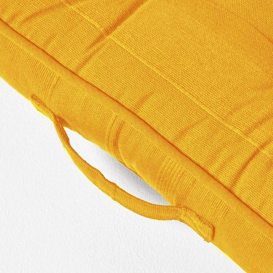 image 1 of Homescapes Rajput Ribbed Cotton Floor Cushion Mustard Yellow Yellow