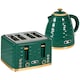 image 1 of HOMCOM Kettle and Toaster Set 1.7L Rapid Boil Kettle & 4 Slice Toaster Green