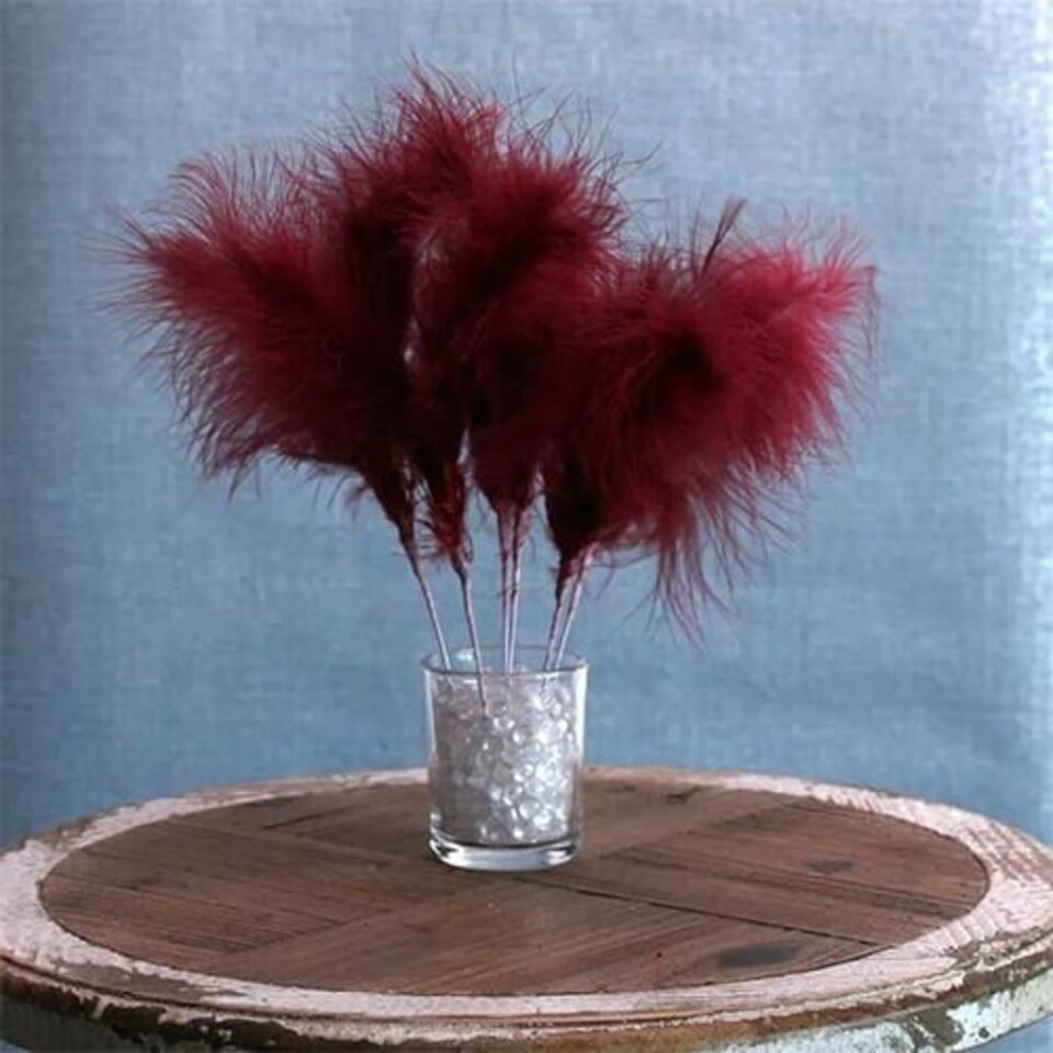 Burgundy Fluff Feather Bunch - Pack of 6