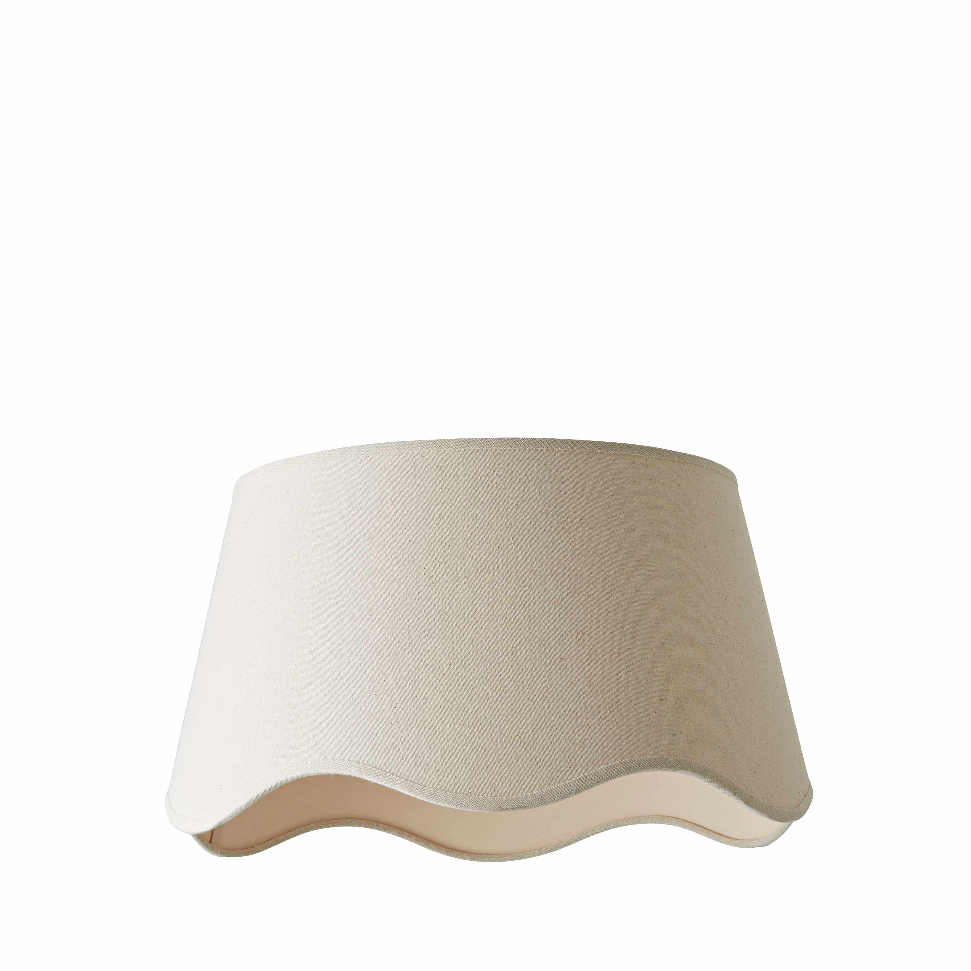 ValueLights Mabel Linen Large 30cm Scallop Edge with Trim Ceiling Light Lamp Shade in Natural