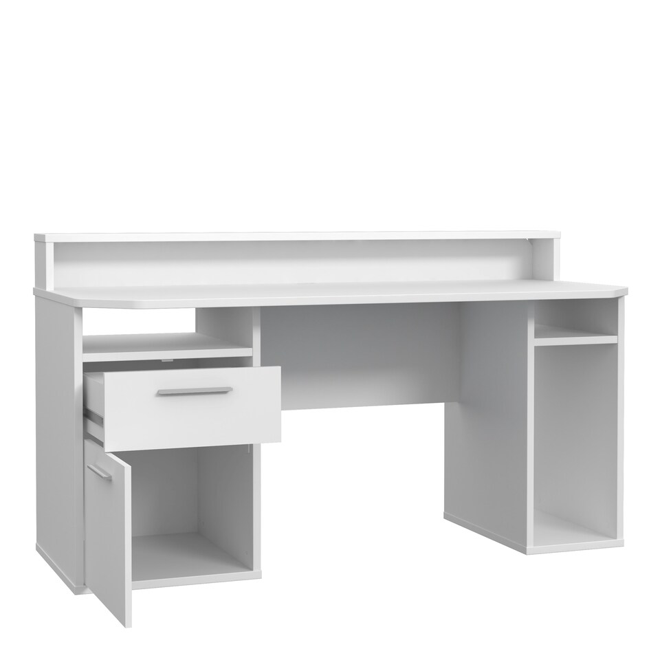 image 1 of Tezaur White Gaming Desk with Colour Changing LED