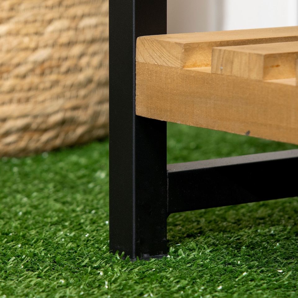 image 1 of Outsunny 3 Tiered Plant Stand Rack with Hanging Hooks for Indoor Outdoor