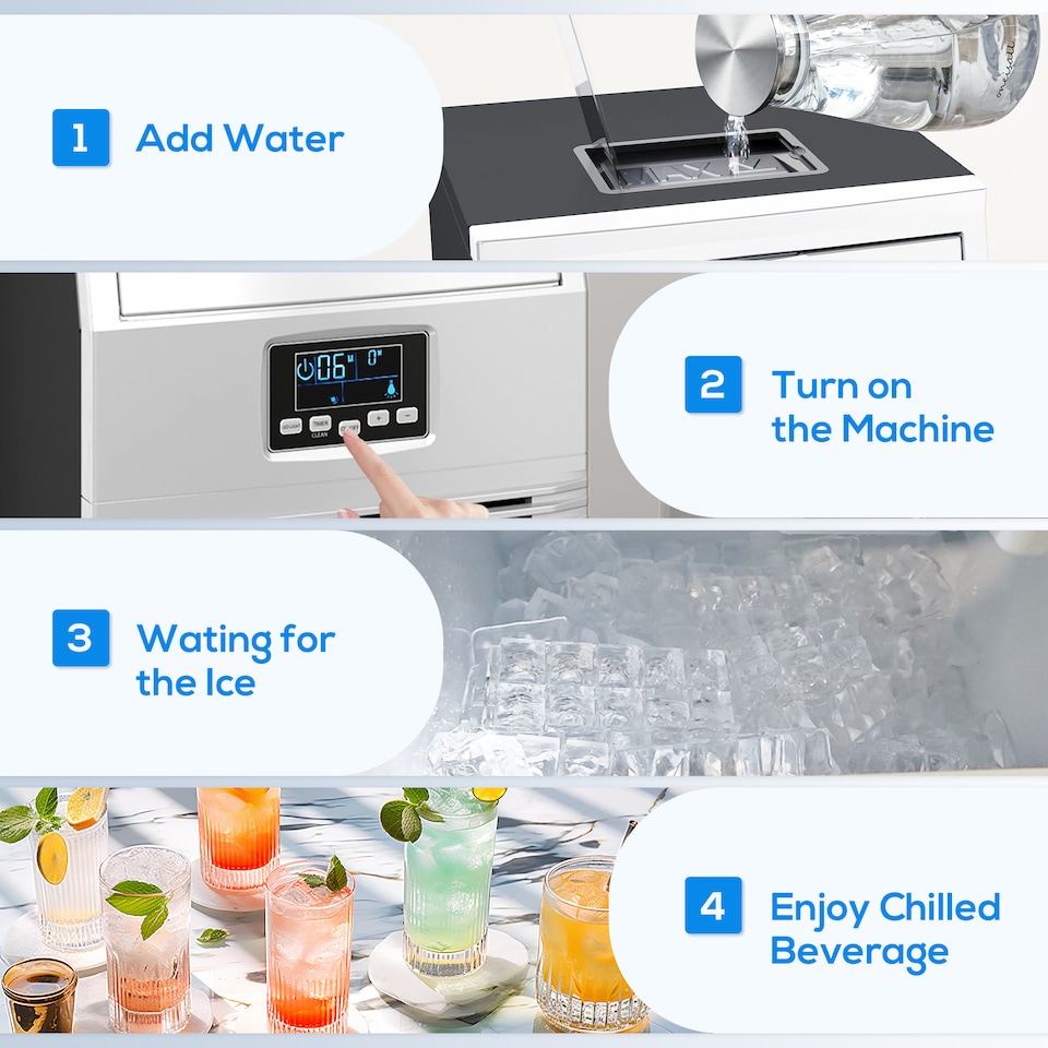 image 1 of HOMCOM Commercial Ice Maker with 4kg Ice Storage for Home Restaurant | Silver