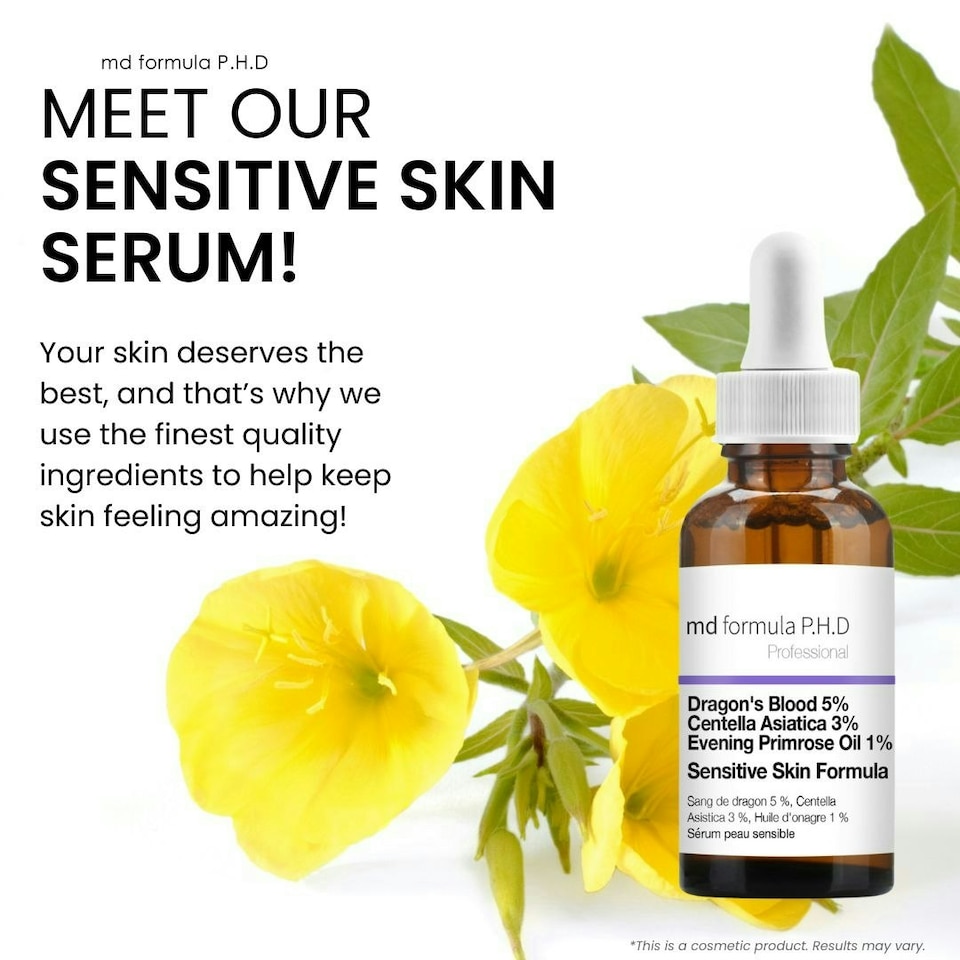 image 1 of MD Formula Sensitive Skin Serum Dragon's Blood 5%, Centella Asiatica 3%, Evening Primrose Oil 1% 30ml