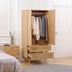 image 2 of HOMCOM 2 Door Wardrobe with 2 Drawers, Hanging Rail, Anti-tipping Design for Bedroom Clothes Storage Organiser, Natural Wood Colour