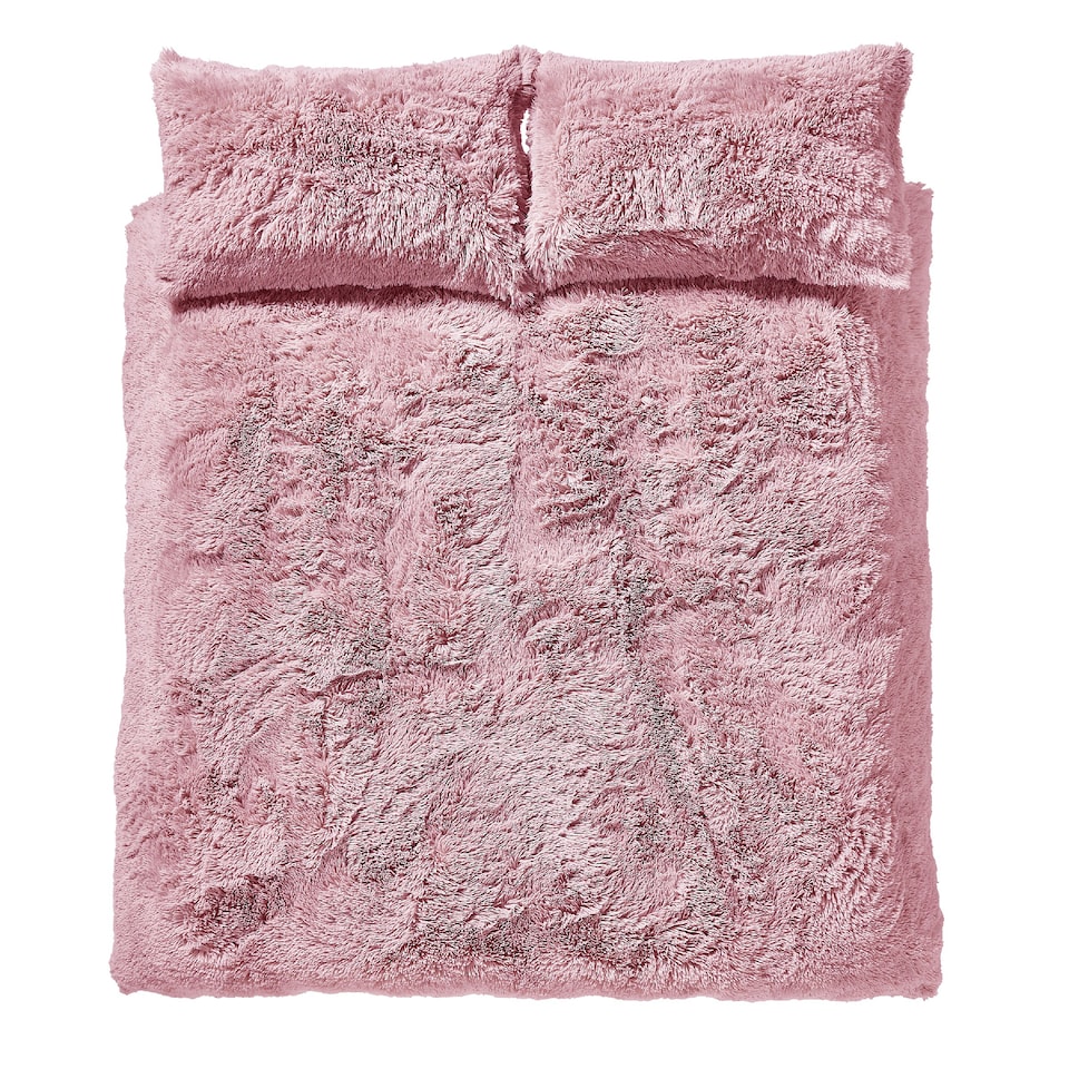 image 1 of Cuddly Deep Pile Faux Fur Duvet Cover Set | Pink | Blush Pink