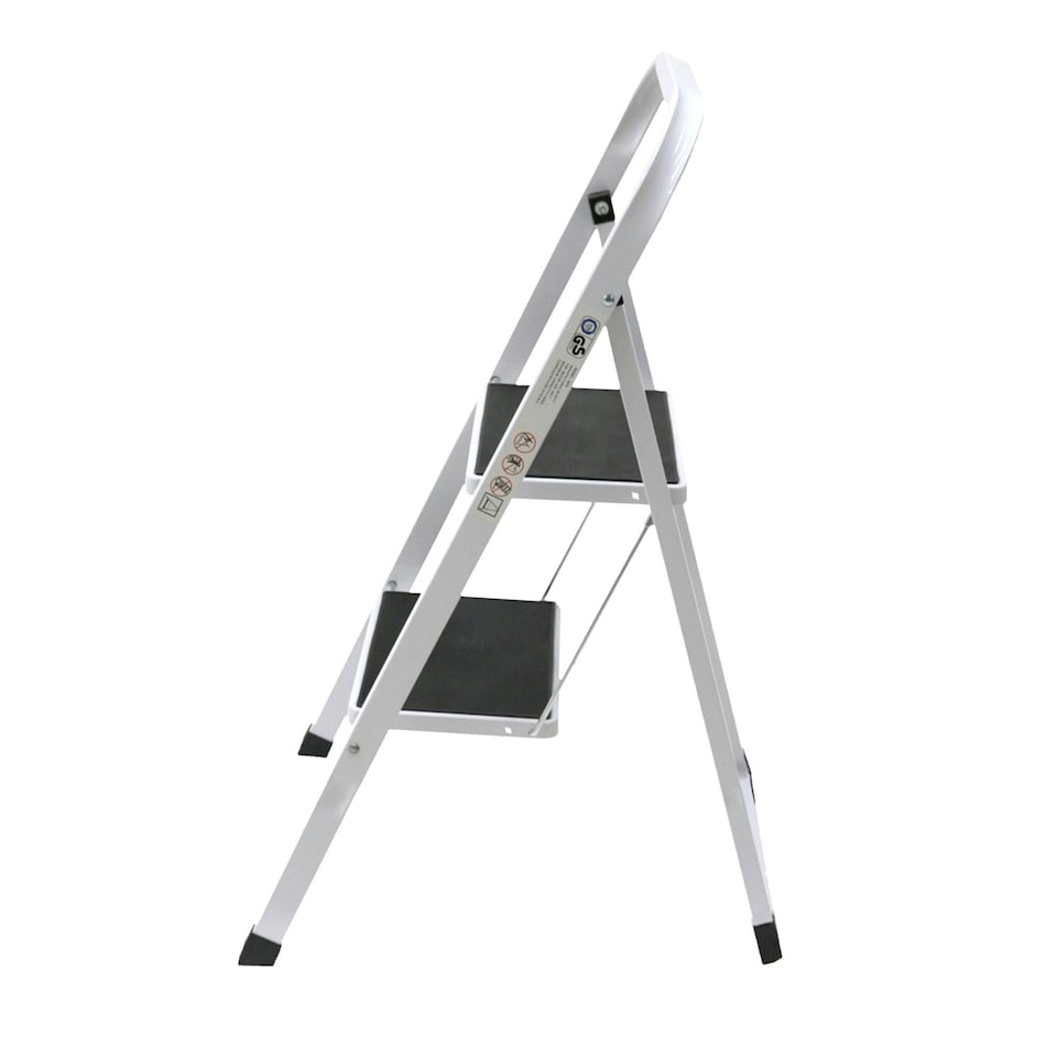 image 1 of Oypla Foldable 2 Step Ladder Stepladder Non Slip Tread Safety Steel White