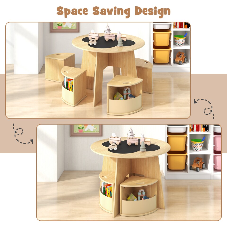 image 1 of COSTWAY 5 PCS Kids Table and Chair Set Yellow