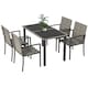 image 1 of Outsunny 4 Seater Rattan Dining Set with Rectangular Glass Top Table and 4 Armchairs, PE Rattan Garden Furniture Set, Outdoor Dining Table and Chairs for Patio, Balcony, Terrace, Mixed Grey