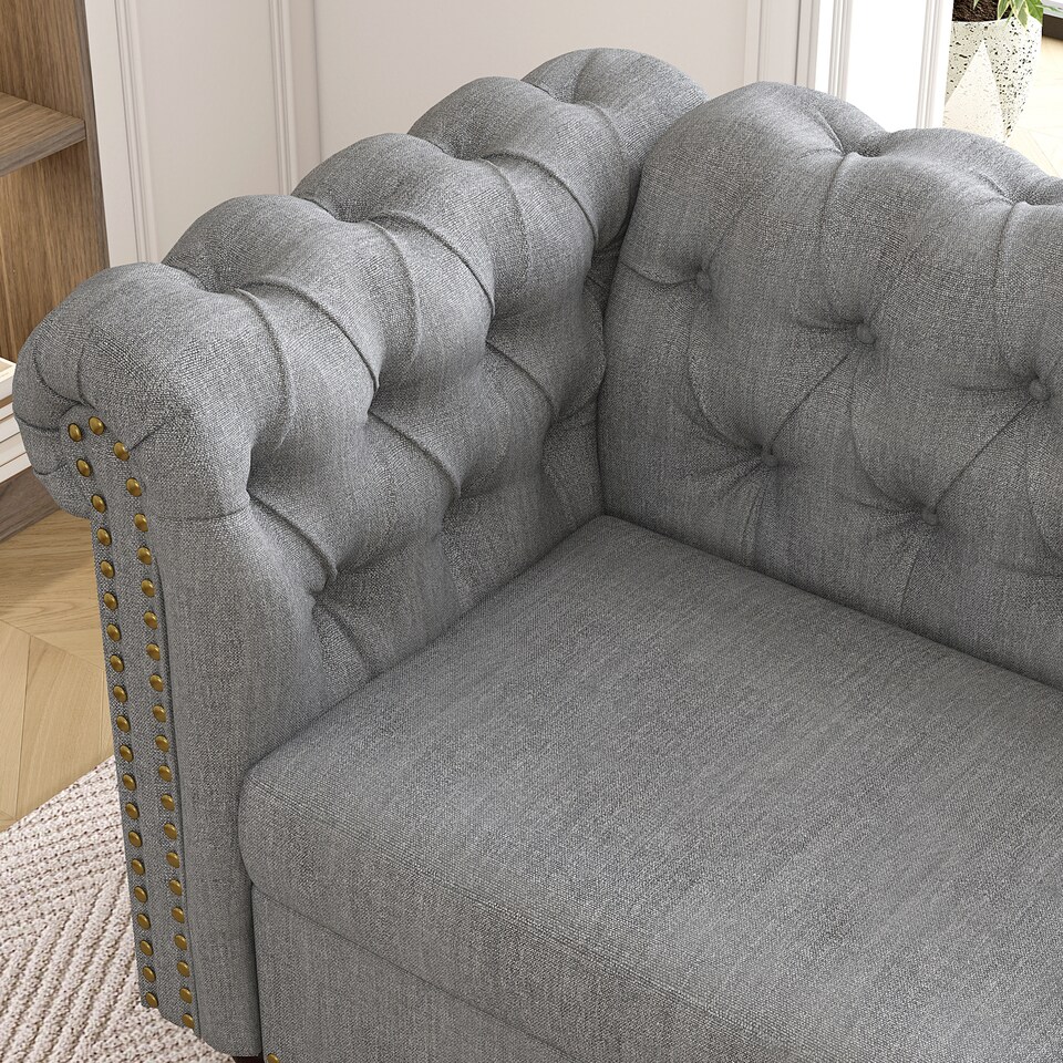 image 1 of Chesterfield Fabric Button back Sofa Settee - Victoria