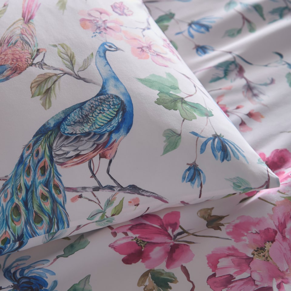 image 1 of Portfolio Home Selene Floral Birds Soft Bed Linen Bedding Duvet Cover Set With Pillowcase | Multi | Super King
