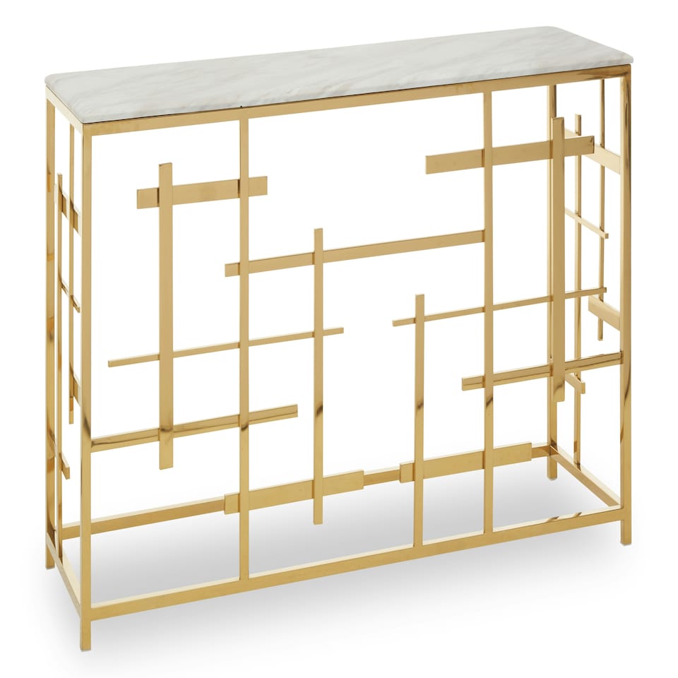image 1 of Interiors by Premier Stylish White Marble Console Table|Versatile Decorative Table For Patio|Convenient Rectangular Table White