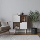 image 2 of Anthracite Oak 4-Cube Storage Unit with 2 Geo Doors and Legs | White | White & Pine | 1