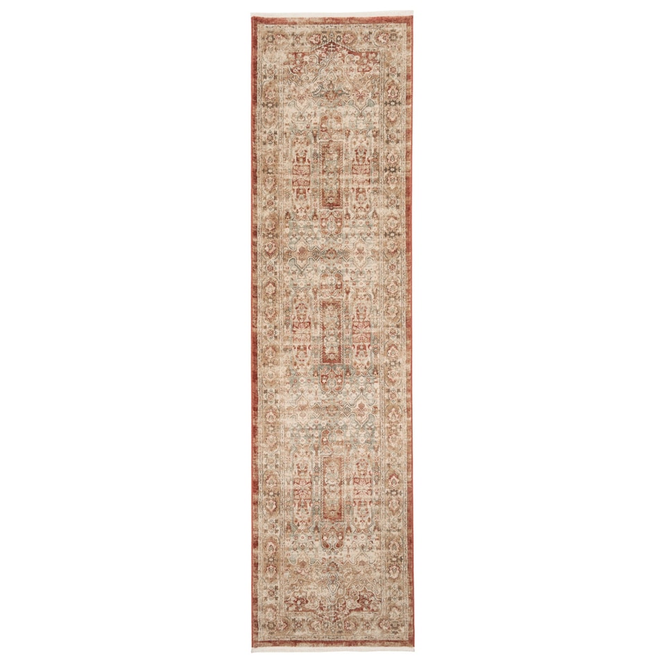 image 1 of KUKOON Selma Traditional Plush Runner – Classic Terracotta Patterned Hallway Mat 80cm x 300cm