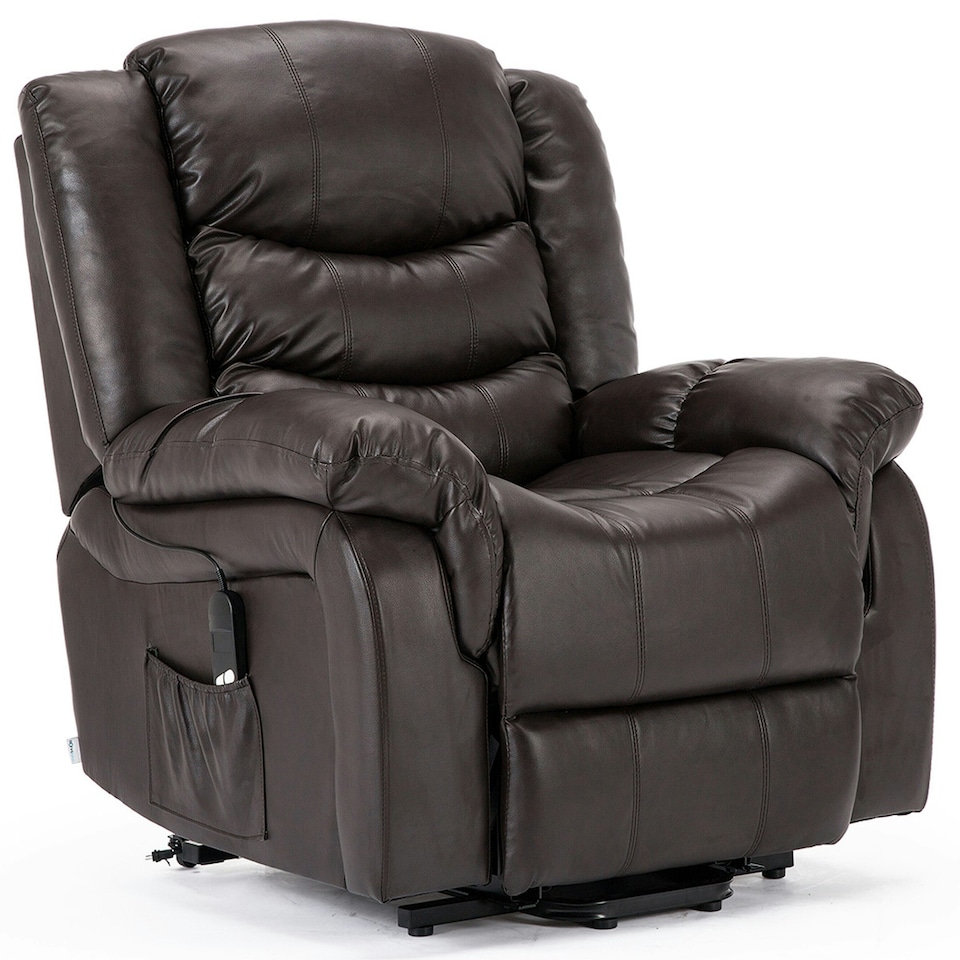 image 1 of Seattle Electric Single Motor Rise Recliner Bonded Leather Chair (Brown)