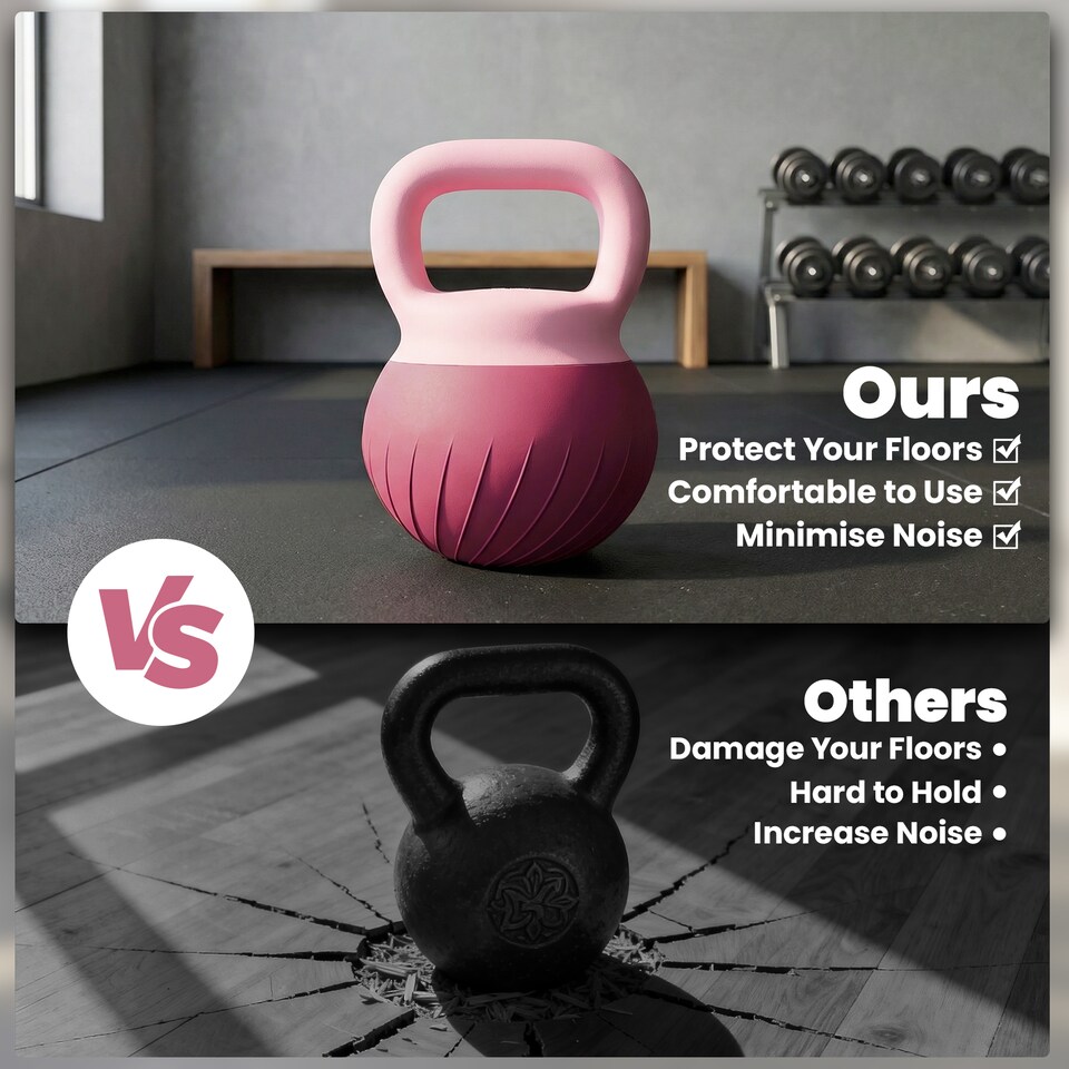 image 1 of SPORTNOW Soft Kettlebell, 8kg Kettle Bell with Anti-Slip Grip for Home Gym | Pink | Pink | 8