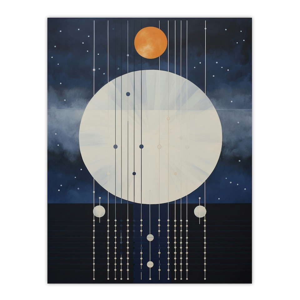image 1 of Abstract Solar Eclipse Orange Geometric Home Decor Black Framed Wall Art Print A4
