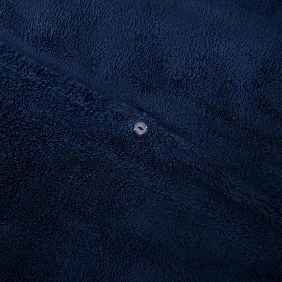 image 1 of OHS Teddy Fleece Ultra Soft Duvet Cover and Pillowcase Bedding Set, Super King - Navy Blue