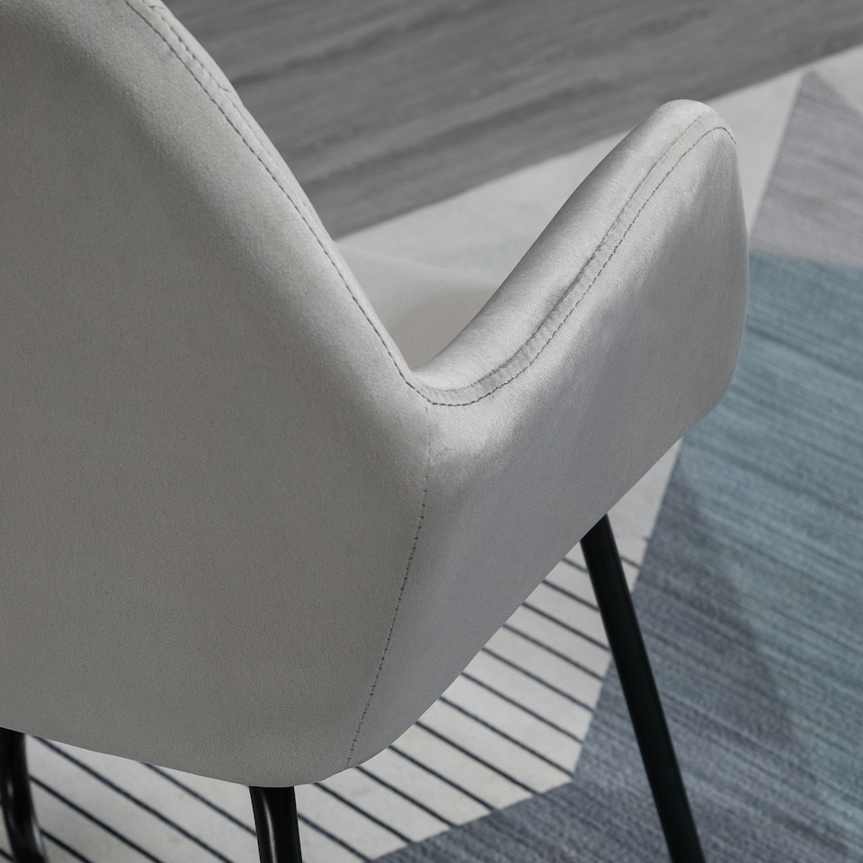 image 1 of HOMCOM Modern Accent Chair Velvet-Feel Upholstered Lounge Armchair Grey