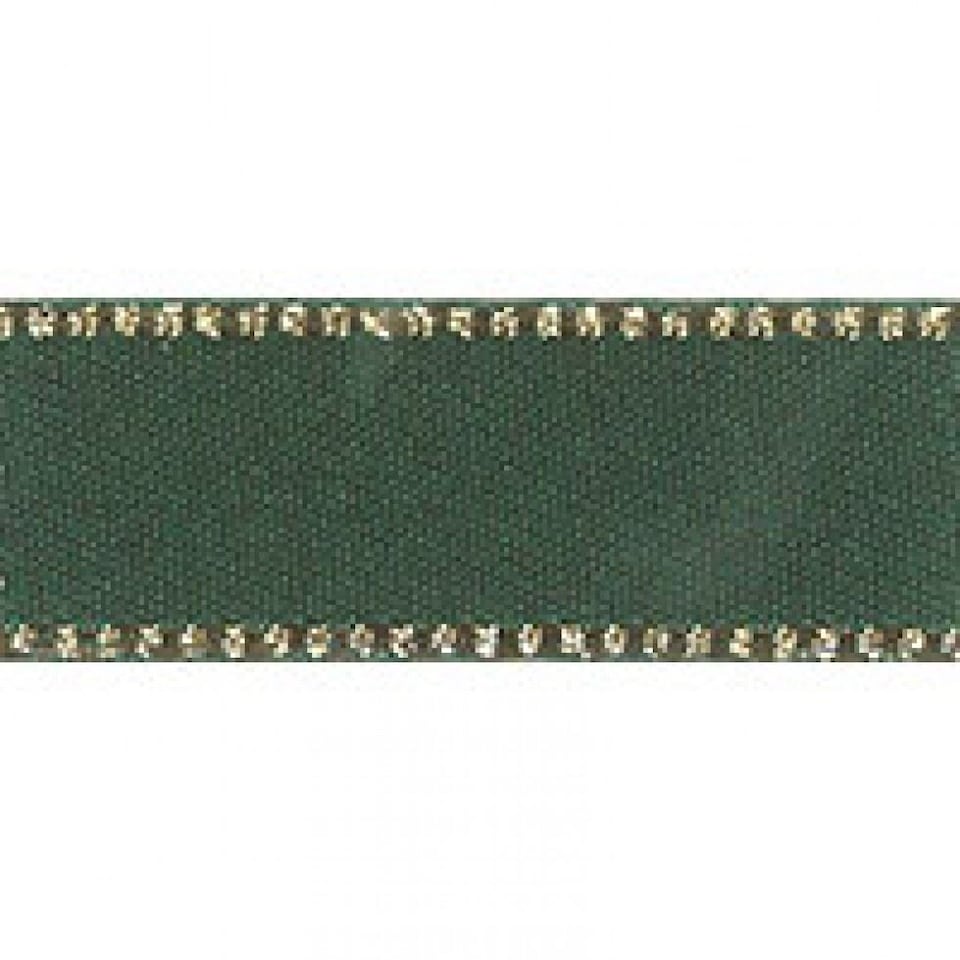 Berisfords 969 Forest 3mm Gold Edge Satin Ribbon (Value Roll) for Dressmaking - per 30 metre roll