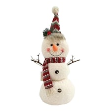 Something Different Snowman Christmas Decoration - Beige/Red - One Size