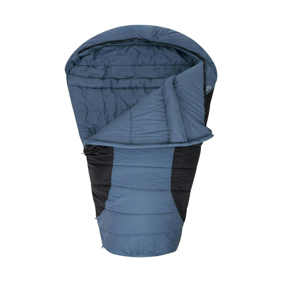 image 1 of Mountain Warehouse Summit Sleeping Bag Ripstop Hooded Mummy Shape Camping Bed Right Handed Zip - Long length (215cm) Black