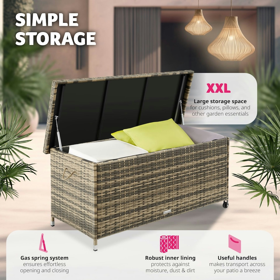 image 1 of Storage Box Kiruna - rattan garden furniture cushion storage 120 x 55 x 61.5 cm Brown | Nature