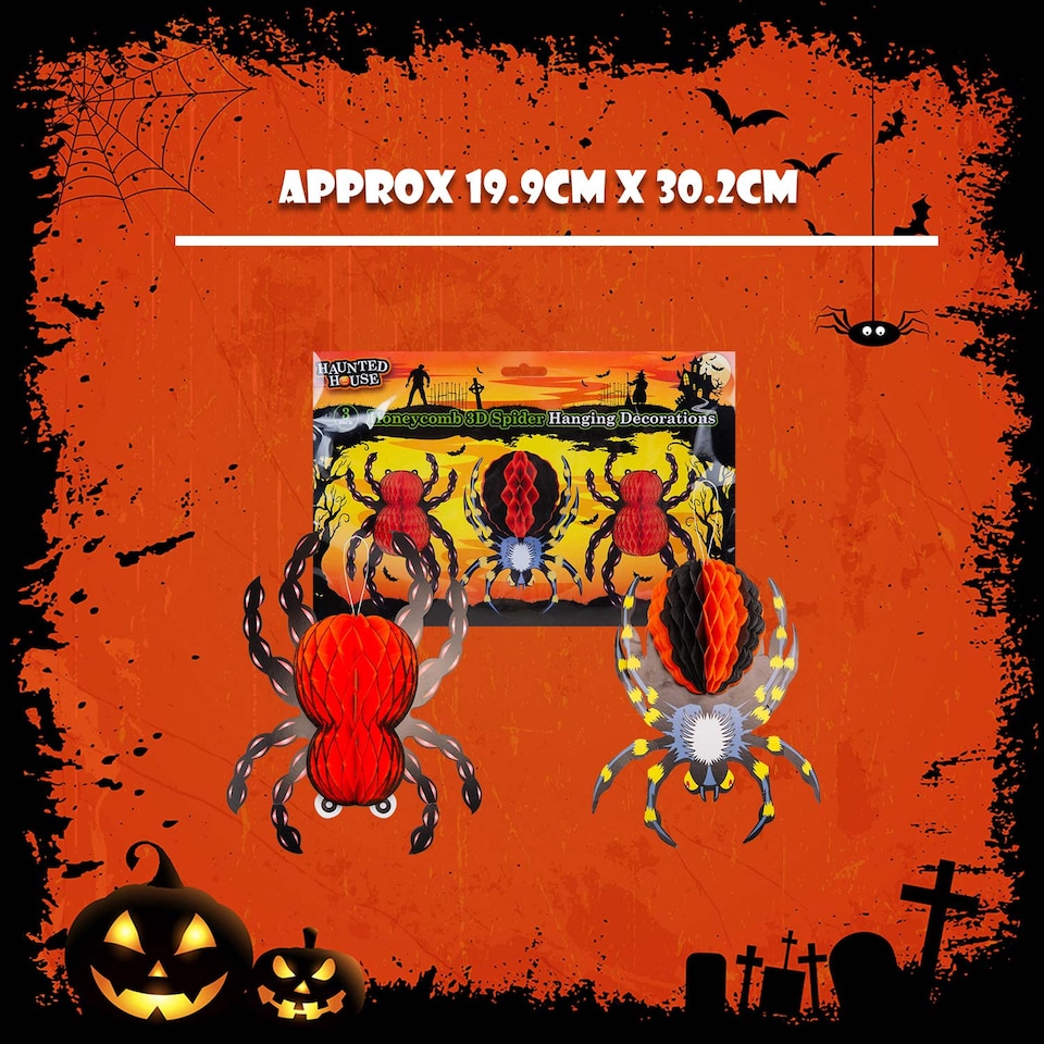 image 1 of PMS Halloween Spider Hanging Honeycomb Decorations Set of 3 - Red