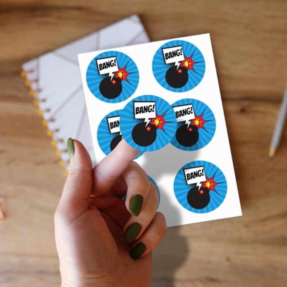 image 1 of Super Hero Round Stickers 88mm - Sheet of 6