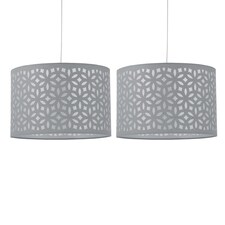 Set of 2 Grey Laser Cut 30cm Pendant Lightshades | Grey | Large | 2