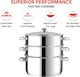 image 5 of Stainless Steel 3-Tier 18cm Casserole & Steamer Set