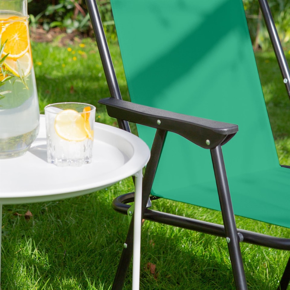 image 1 of Harbour Housewares Folding Metal Beach Chairs - Matt Black/Green - Pack of 4 | Green | Matt Black/Green