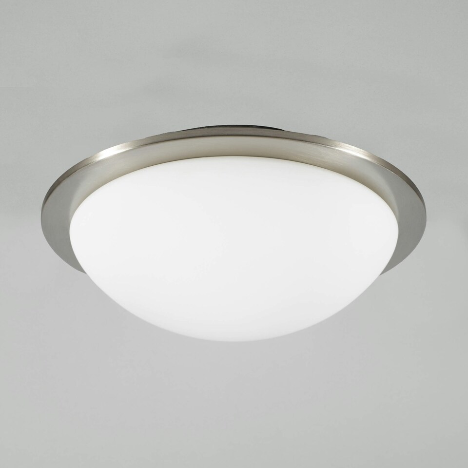image 1 of BHS Jules Flush Bathroom Ceiling Light | Silver | Satin Nickel | 1