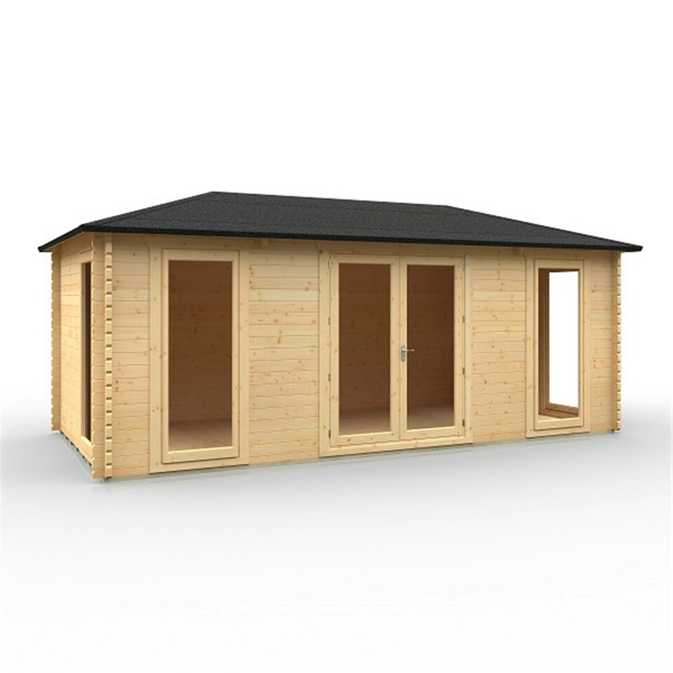 image 1 of 20ft x 10ft (5950mm x 2982mm) Horsforth "The Brooklyn" 44mm Log Cabin With 4 Opening Windows