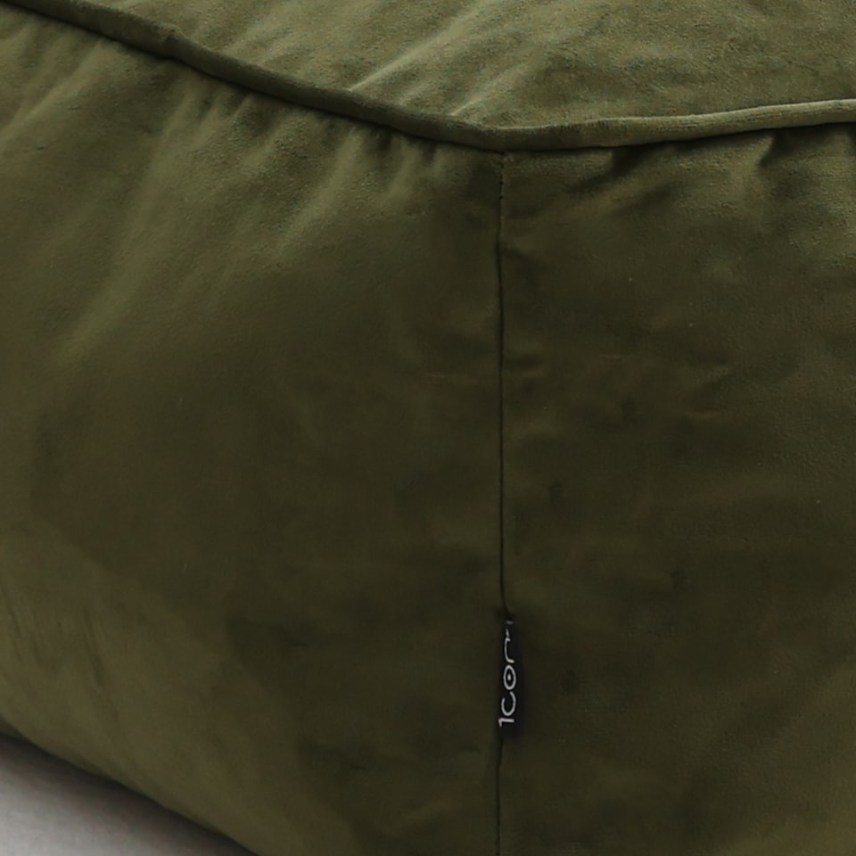 image 1 of Amara Velvet Bean Bag Pouffe Olive Green | Green | Olive Green | 1